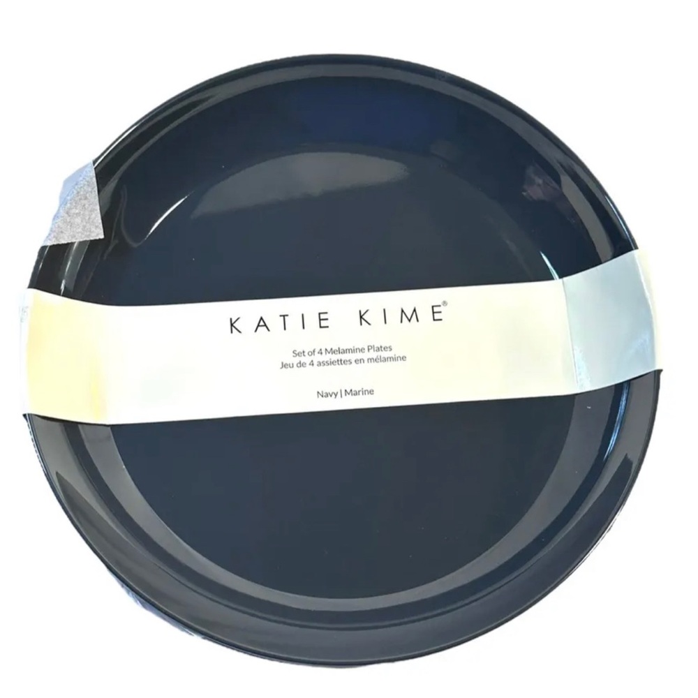 Katie Kime NAVY PLATE SET of four melamine plates, 9” each NWT